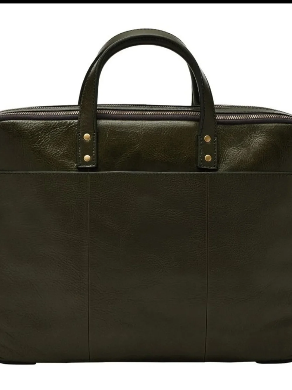 FOSSIL Haskell Double Briefbag Top Handle Laptop Bag Dark Loden Khaki